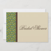 Peacock Feathers Modern Bridal Shower Invitation Kaart (Voorkant)