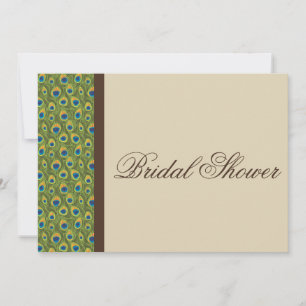 Peacock Feathers Modern Bridal Shower Invitation Kaart