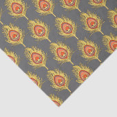 Peacock Feathers, mosterdgeel op grijs / grijs Tissuepapier (Detail)