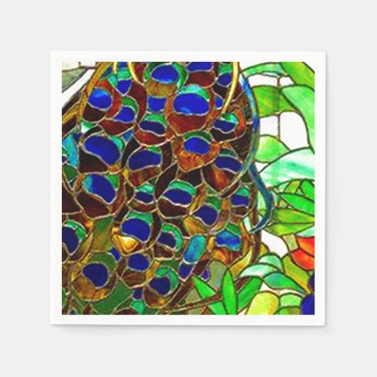 Peacock Feathers Mozaïek Glas in lood Window Servetten (Voorkant)