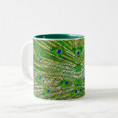Peacock Feathers Mug Tweekleurige Koffiemok (Voorkant links)