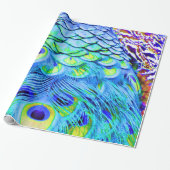 Peacock Feathers Multi Colors Cadeaupapier (Uitgerold)