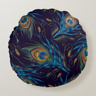 Peacock Feathers Naadloos Patroon Rond Kussen