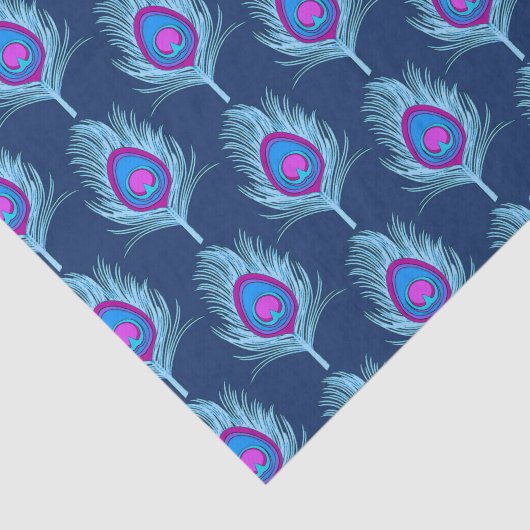 Peacock Feathers, Navy and Pastel Blue Tissuepapier (Detail)