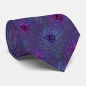 Peacock Feathers Navy Blue Glitter Necktie Stropdas (Opgerold)