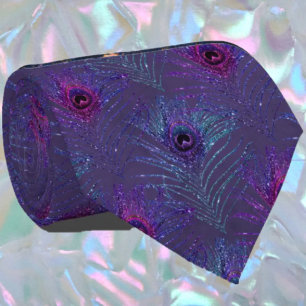 Peacock Feathers Navy Blue Glitter Necktie Stropdas