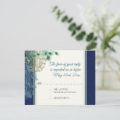 Peacock Feathers Navy Blue RSVP-respons RSVP Kaartje (Staand voorkant)