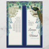 Peacock Feathers Navy Blue Wedding Programme (Voorkant)