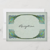  Peacock Feathers Nouveau bruiloft receptie Kaart (Achterkant)