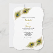 Peacock Feathers on Light Blue and White Weddensch Kaart (Voorkant)