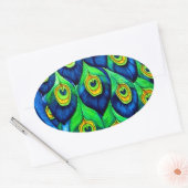 Peacock Feathers-ontwerp Ovale Sticker (Envelop)