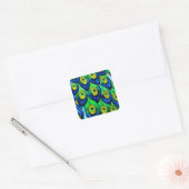 Peacock Feathers-ontwerp Vierkante Sticker (Envelop)