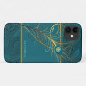 Peacock Feathers op Blauwgroen Paisley Case-Mate iPhone Case (Achterkant (horizontaal))