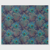 Peacock Feathers op Paars Cadeaupapier (Vlak)