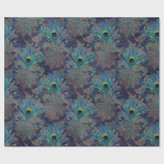 Peacock Feathers op Paars Cadeaupapier (Vlak)