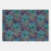 Peacock Feathers op Paars Inpakpapier Vel (Voorkant 3)
