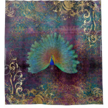  Peacock Feathers Paars Blauwgroen Gold Scroll