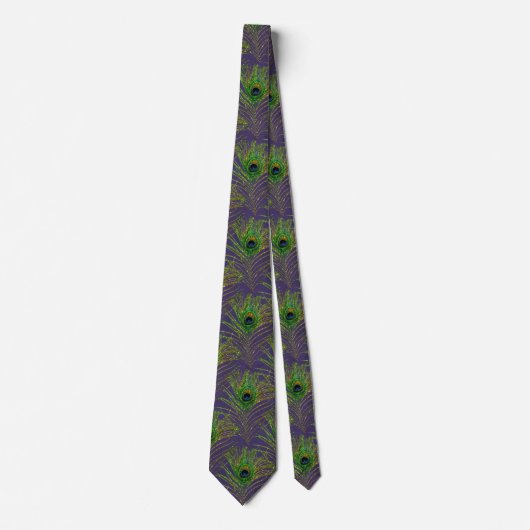 Peacock Feathers Paars Gold Necktie Neck Stropdas (Voorkant)