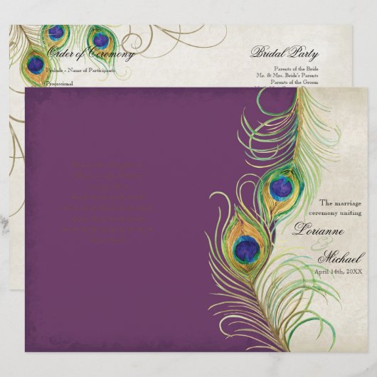 Peacock Feathers - Paars weddenschap (Voorkant / Achterkant)