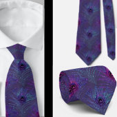 Peacock Feathers Paarse Blue Stropdas Necktie