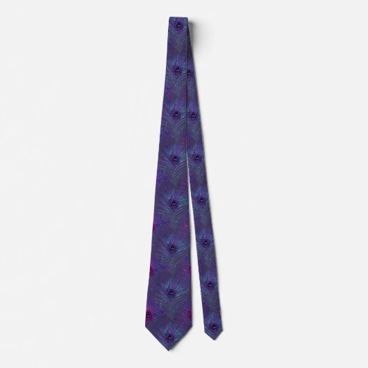 Peacock Feathers Paarse Blue Stropdas Necktie (Voorkant)