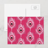 Peacock Feathers, Pastel Roze op Fuchsia Pink Briefkaart (Voorkant / Achterkant)