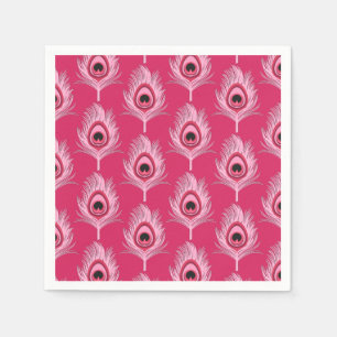 Peacock Feathers, Pastel Roze op Fuchsia Pink Servet