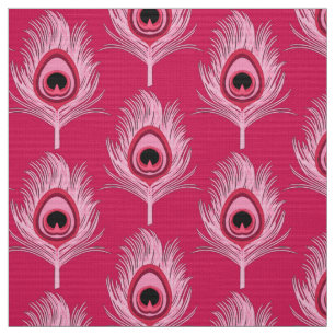 Peacock Feathers, Pastel Roze op Fuchsia Pink Stof