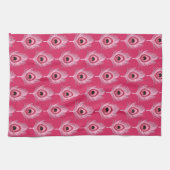 Peacock Feathers, Pastel Roze op Fuchsia Pink Theedoek (Horizontaal)