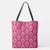 Peacock Feathers, Pastel Roze op Fuchsia Pink Tote Bag (Achterkant)