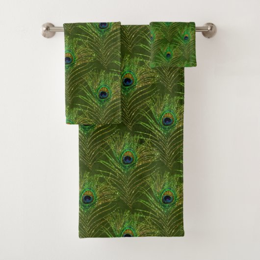 Peacock Feathers Peacocks Bath Towel set Bad Handdoek (Insitu)