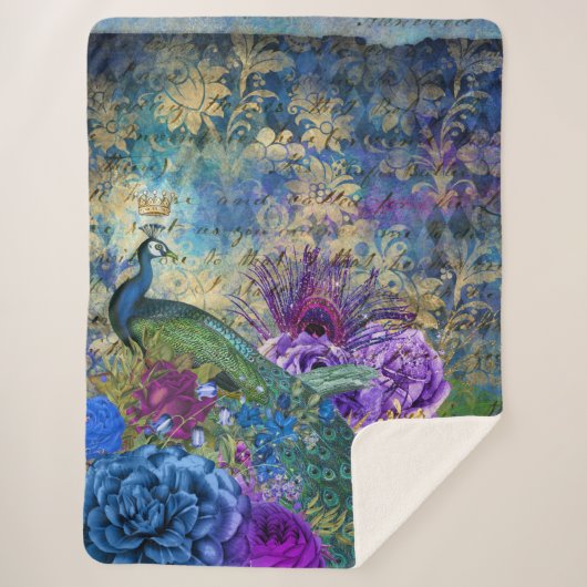 Peacock Feathers Peacocks Elegant Trendy Blanket Sherpa Deken (Voorkant)