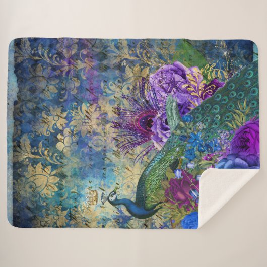 Peacock Feathers Peacocks Elegant Trendy Blanket Sherpa Deken (Voorkant (horizontaal))