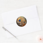 Peacock feathers pearls luxury elegant plumes ronde sticker (Envelop)