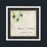 Peacock Feathers perkament bruiloft receptie Decor Servetten<br><div class="desc">KLEURENPALET: rijk diep zwart, bordeauxrood, crème, tan, blauw, paarse, groen en goud. DESIGN COLLECTIE: Dit is een eigentijdse, verfijnde huwelijksuitnodiging en papier partij goederen collectie. Het beschikt over gestileerde, met de hand waterkleurige Peacock veren, op een met de hand geschilderde kant en perkament achtergrond met uw keuze van achtergrond rand...</div>