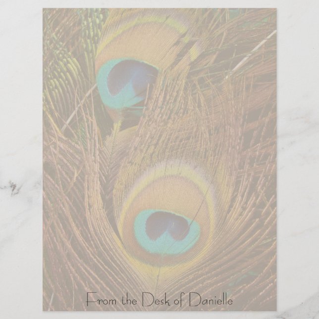 Peacock Feathers Personalized Letterhead (Voorkant)
