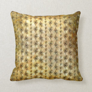 Peacock Feathers Pillow Shades of Gold Kussen