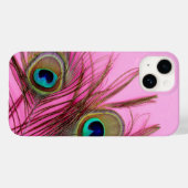 Peacock Feathers Pink iPhone Roze Hoesje-Mate Hoes (Achterkant (horizontaal))