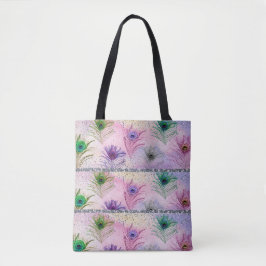 Peacock Feathers Pink Silver Gift voor haar Tote Bag
