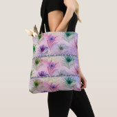 Peacock Feathers Pink Silver Gift voor haar Tote Bag (Dichtbij)