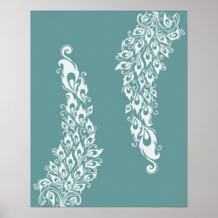 Peacock Feathers Poster