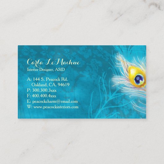 Peacock Feathers Professional Visitekaartje (Achterkant)