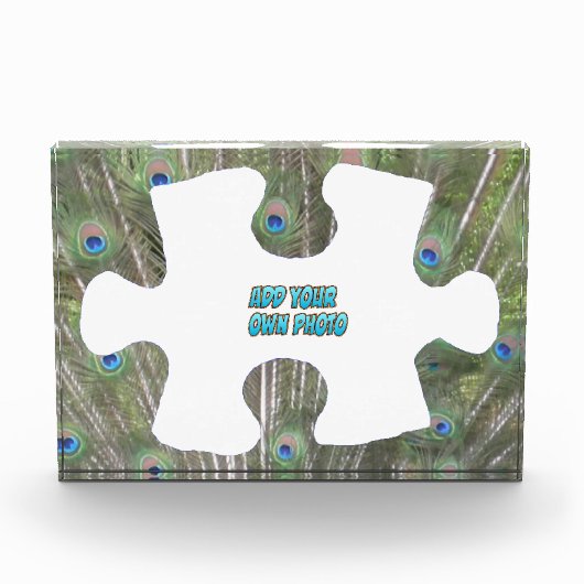Peacock Feathers Puzzle Piece Cust. Fotoblok (Voorkant)