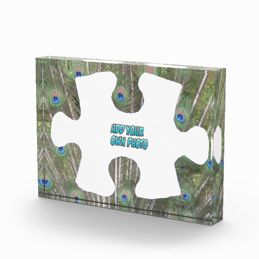 Peacock Feathers Puzzle Piece Cust. Fotoblok (Rechts)