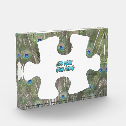 Peacock Feathers Puzzle Piece Cust. Fotoblok (Links)