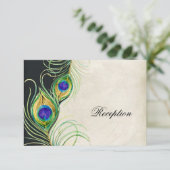 Peacock Feathers Receptie Uitnodiging Kaart (Staand voorkant)
