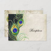 Peacock Feathers Receptie Uitnodiging Kaart (Voorkant / Achterkant)