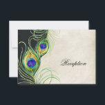 Peacock Feathers Receptie Uitnodiging Kaart<br><div class="desc">OPMERKING: GEBRUIK DEZE MAAT VOOR VIERKANTE UITNODIGINGEN. KLEUR PALET: Zwart, tan, crème, goud, blauw, groen en paarse. ONTWERP COLLECTIE: Dit maakt deel uit van een bruiloft uitnodigingsset van complete bijpassende producten. Deze moderne, eigentijdse Peacock Feathers Wedding Invitations zijn trendy, elegant en chique. Het kunstwerk is van originele waterverf hand geschilderd...</div>