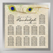 Peacock Feathers Reception Table Seating Chart Poster (Voorkant)