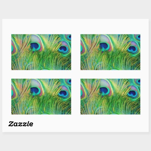 Peacock Feathers Rechthoekige Sticker (Vel)